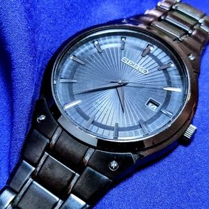 Seiko Solar SNE325 42mm All Black Classic Men's Watch